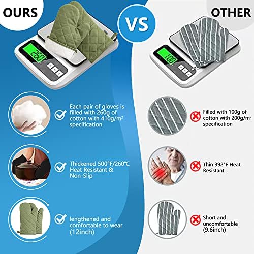4 pc Oven Mitts and Pot Holders Set 500 Degree Heat Resistant