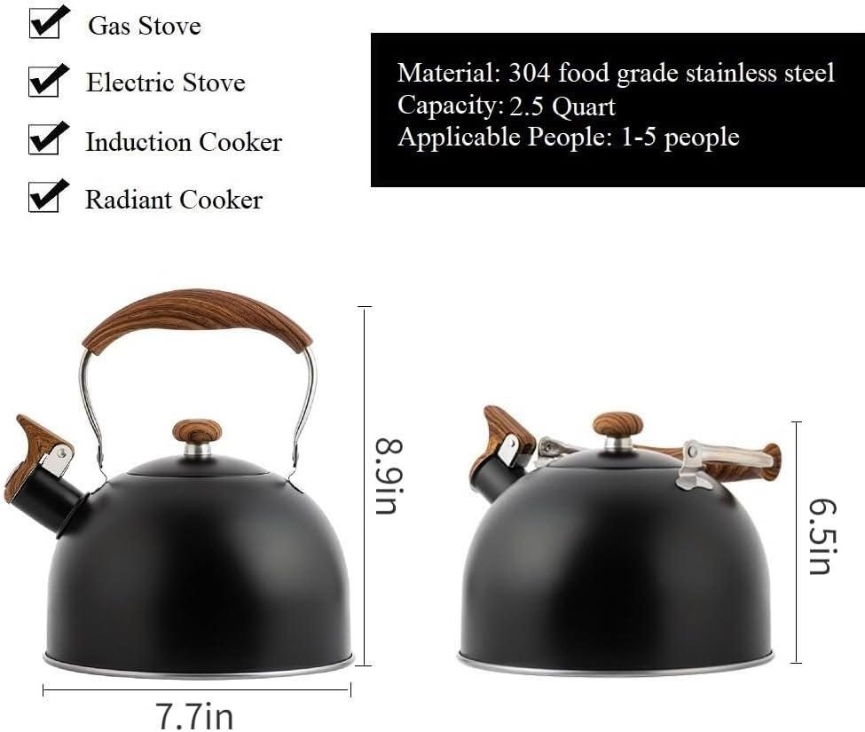 Beruyu 25 Quart Whistling Tea Kettle