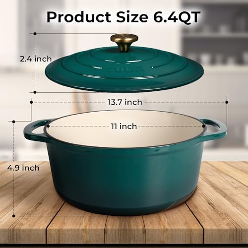 Zulay Kitchen 6 Quart Enameled Cast Iron Dutch Oven Premium Oven-Safe Perfect for Baking More