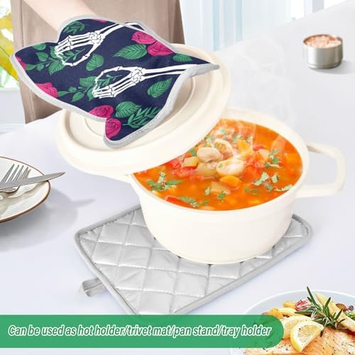 2Pcs Halloween Skull Flower Pot Holder Set with Pockets and Lanyard