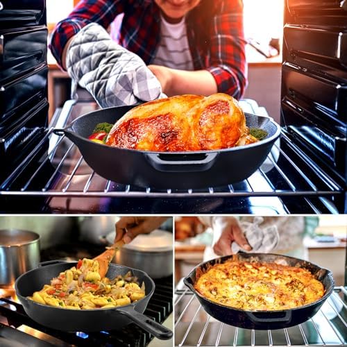 GGC Cast Iron Skillet - 12-inch Pro Heat Retentive Easy to Use