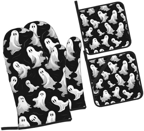 Exclusive Halloween Set 4PCS Heat Resistant Oven Mitts Potholders