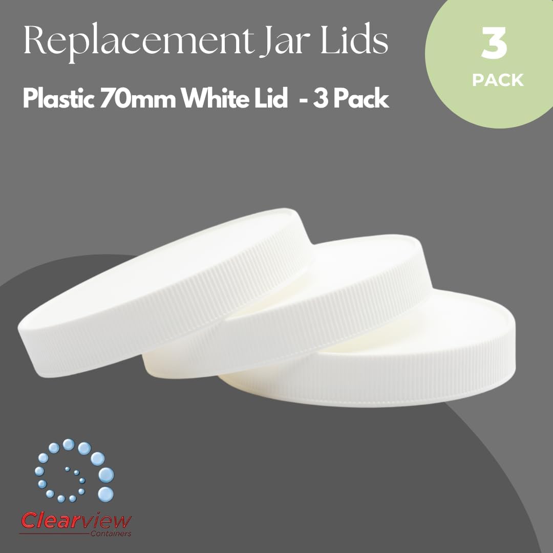 Secure Storage Jar Lids White 3-Pack