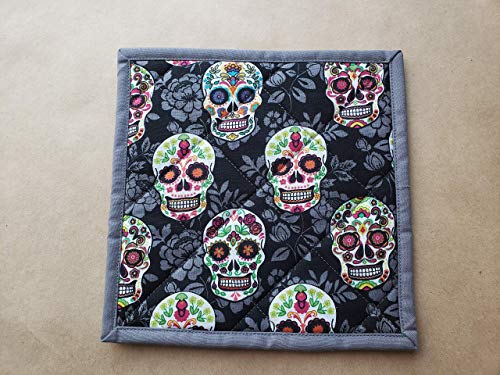 Vivid Look Da de Muertos Potholders Set 2 HalloweenGod of the Dead Gift