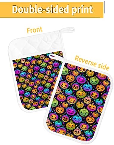 Halloween Rainbow Pumpkins Pot Holder Set of 5 Heat-Resistant Kitchen Pots Paddle