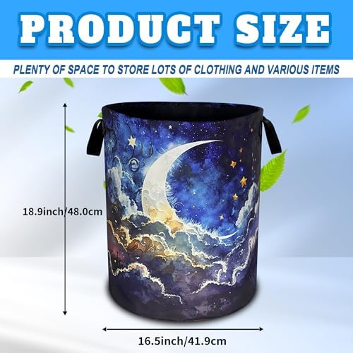 Starry Sky Laundry Basket with Handle Foldable Oxford Fabric 189x165 Inch