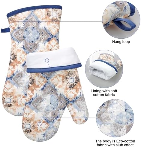 Hot Non-Slip Apron with Oven Mitts for Cooking Gifting