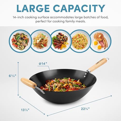 Aroma Housewares 14 Heavy-Duty Non-Stick Wok with Heat-Resistant Handles
