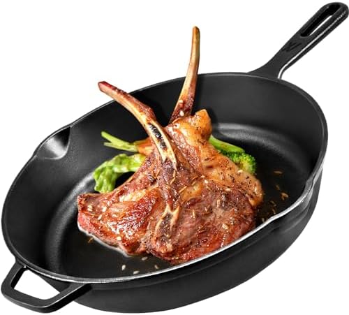 GGC Cast Iron Skillet - 12-inch Pro Heat Retentive Easy to Use