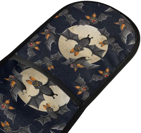 Halloween Transitional Double Oven Mitts with flying bats and full moon