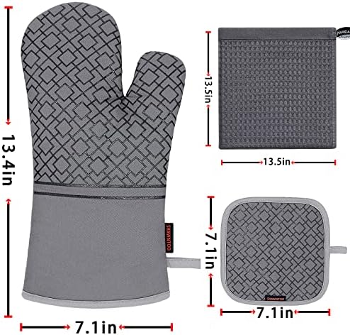 Safe Durable Oven Mitts Set for Cooking Baking