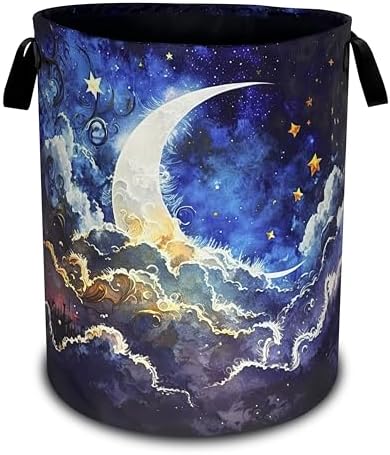 Starry Sky Laundry Basket with Handle Foldable Oxford Fabric 189x165 Inch