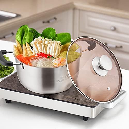 TeamFar 3 Quart Stainless Steel Stock Pot with Tempered Glass Lid