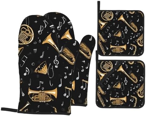 4-Piece Heat-Resistant Oven Mitts Pot Holders for Cooking