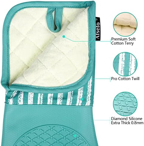 Alselo Silicone Oven Mitts Heat-Resistant Durable and Sure-Grabbing