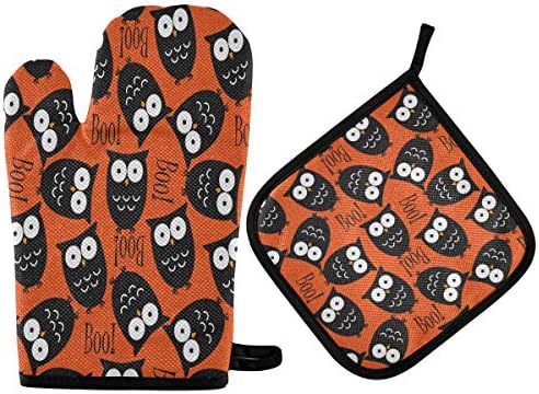 Oven Mitts Pot Holders Set Spooky Halloween trick or treat gift