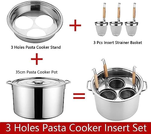 AttreX Stainless Steel Pasta Pots Set with 3 Holes