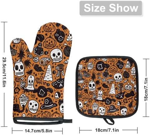 Halloween Safe Hands Oven Mitts and Pot Holders Set of 2