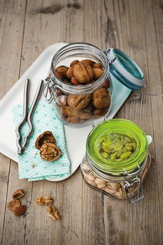 Bormioli Rocco Fido Square Jar with Blue Lid 675-Ounce Clear