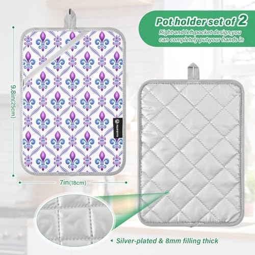 Durable 2-Piece Heat-Resistant Oven Mitts Potholders with Silver Coating
