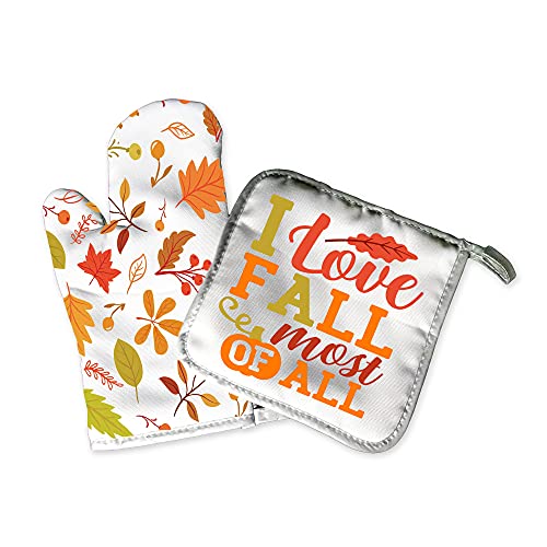 Handmade Decorative Potholder Oven Mitt Set for Autumn Halloween