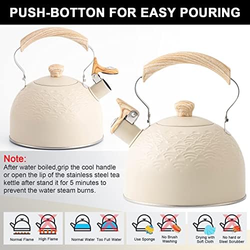 Whistling Stainless Steel Tea Kettle with Wood Handle