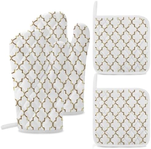 Curdesi Oven Mitts Set Heat-Resistant for Baking BBQ