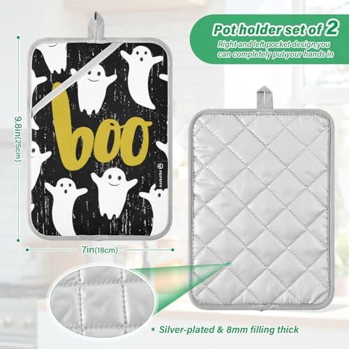 2-Piece Halloween Ghosts Potholders Set