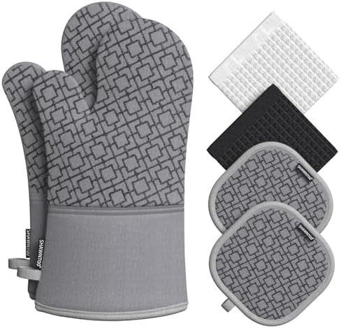 Safe Durable Oven Mitts Set for Cooking Baking