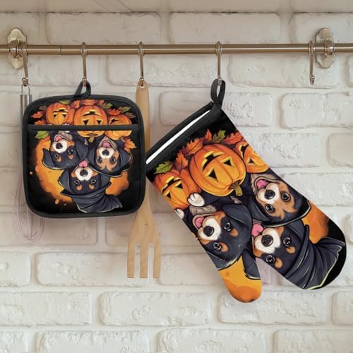 Halloween Pumpkins Oven Mitts Set of 2 for Dogs