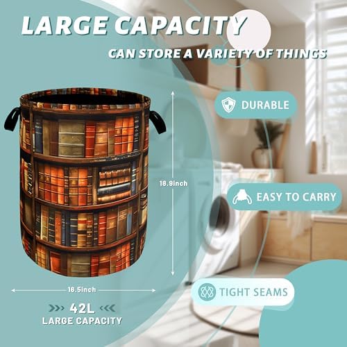 Retro Wooden Bookshelf Laundry Hamper Organizing Storage Bucket