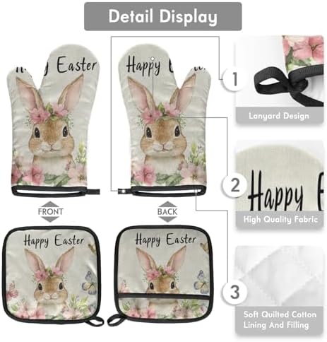 Easter Butterfly Oven Mitts and Pot Holders Set of 2 1