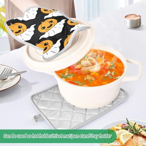 Frighteningly Funny Halloween Spooky Kitchen Potholders Set of 2