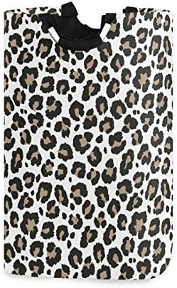 ALAZA Style Gray Leopard Collapsible Laundry Hamper Basket