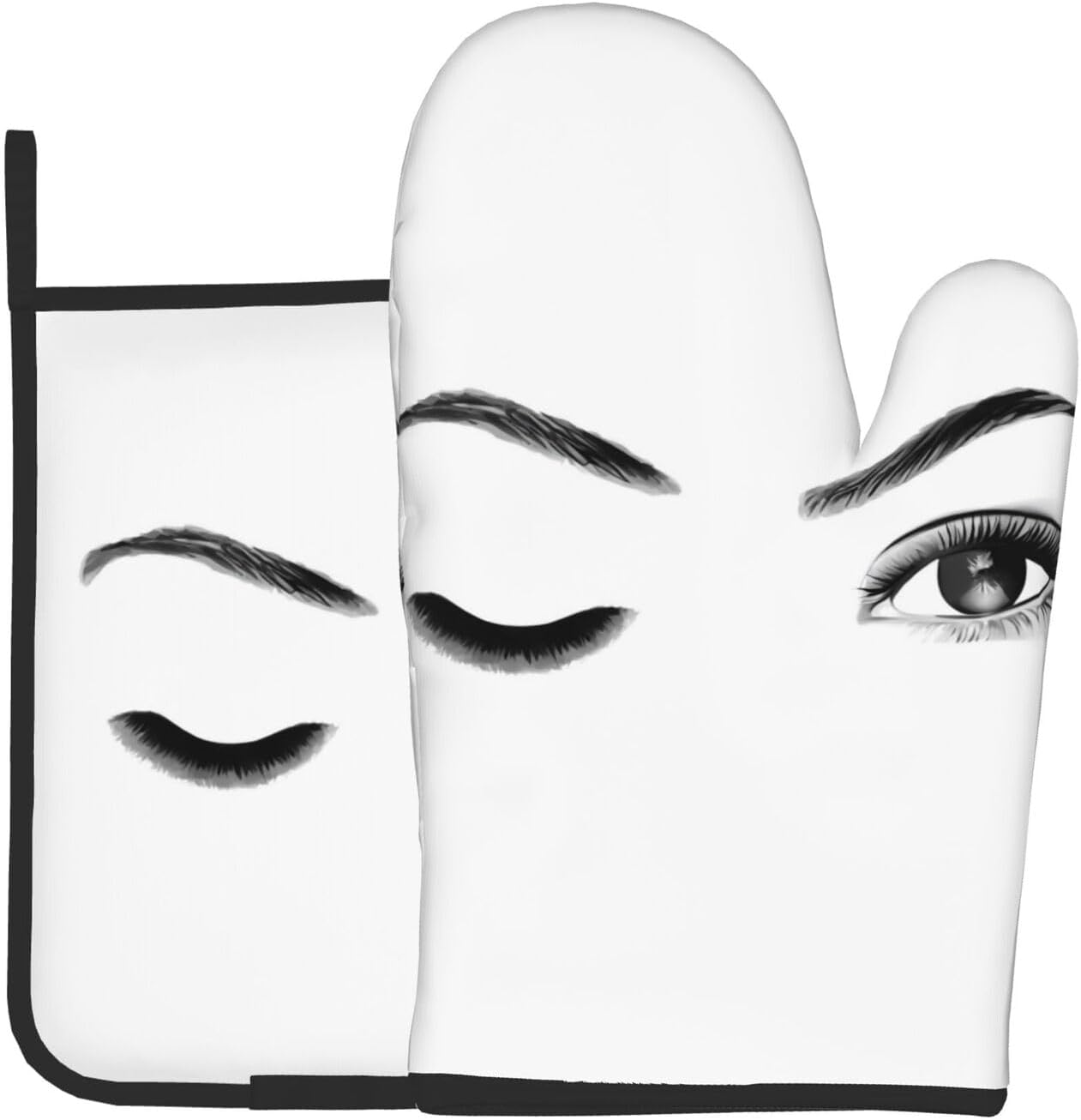 Eyelash Printed Oven Mitts and Pot Holders 2-Piece Set