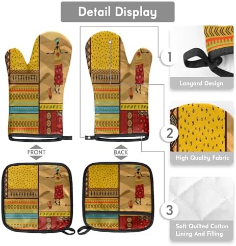 Africa Fun Theme Pot Holder Oven mitt Set