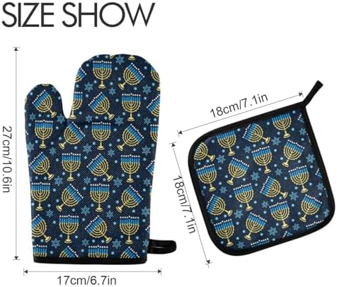 Hanukkah Menorah Oven Mitt Potholder Set