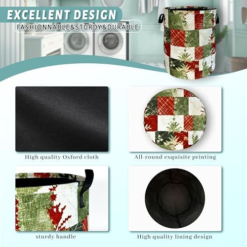 Festive Retro Christmas Tree Laundry Basket - Red Green Collectible 189x165 Inches