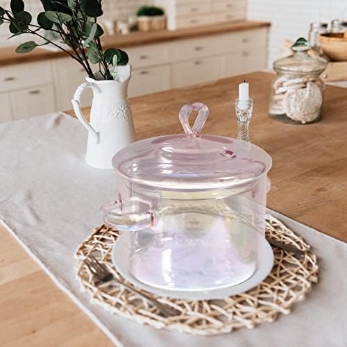 SHERCHPRY Glass Kettle1500ml Heart Design Soup Bowl Perfect for Pasta Ramen Cooking