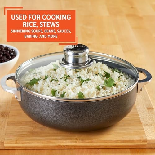 IMUSA 32Qt Nonstick Charcoal Caldero with Glass Lid