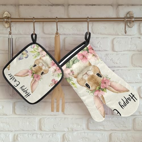 Easter Butterfly Oven Mitts and Pot Holders Set of 2 1