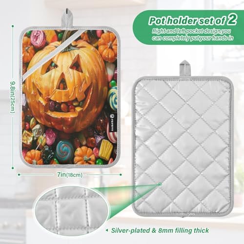 Halloween pumpkin pot holders 2-piece set