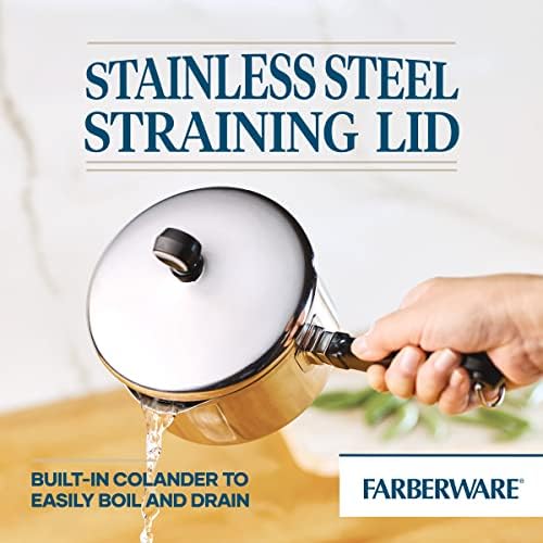Farberware Classic 1-Quart Straining Saucepan with Lid Silver