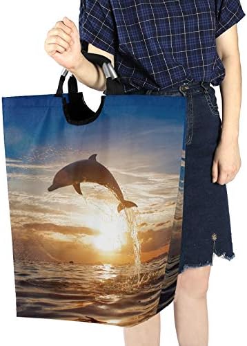 susiyo Beautiful Dolphins Folding Laundry Hamper