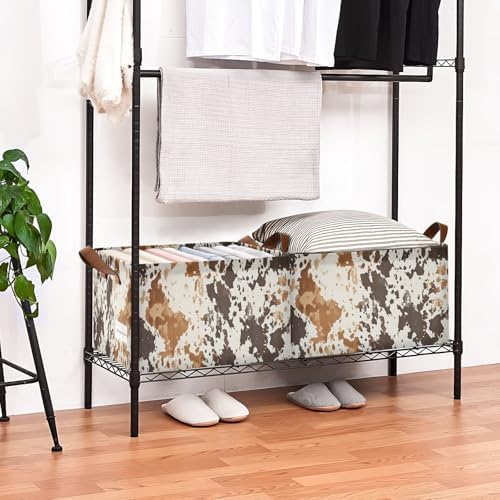 Collapsible Cow Print Storage Basket Durable Waterproof for Home Office