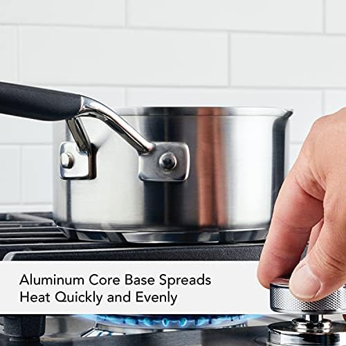 Quick Easyobia1 Quart Stainless Steel Saucepan with Pour Spouts Silicone Grip Handles