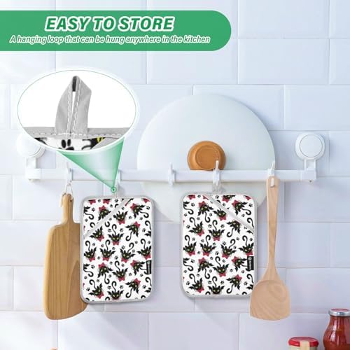 OurVii Winged Bat Cats Potholders Set
