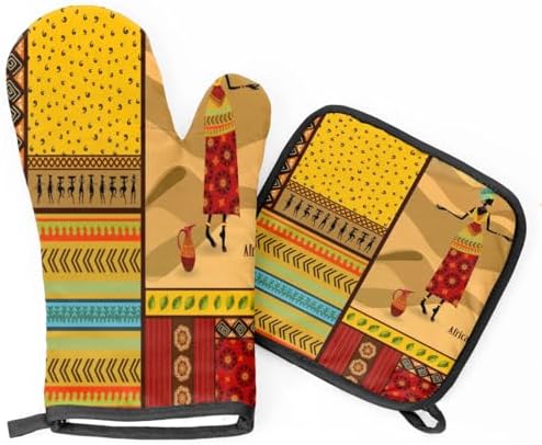 Africa Fun Theme Pot Holder Oven mitt Set
