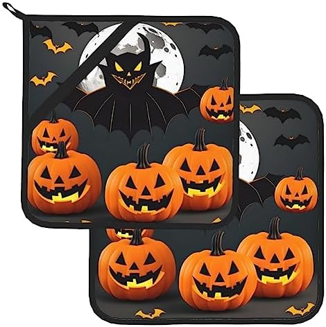 CarXs Halloween Moon Bat Pumpkin Potholder Set