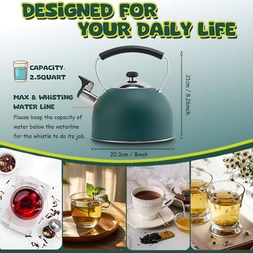 Drieamboat Tea Kettle Stovetop 3 Quart Whistling Tea Pot
